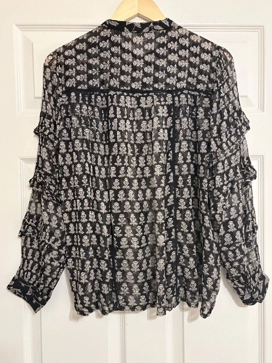 MAISON HOTEL VENICE BLOUSE YING YANG Semi Sheer Ruffle Details Small - Picture 10 of 12